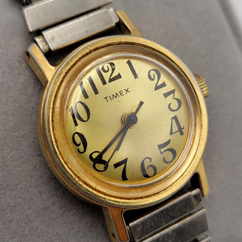 1977 Timex Gold Two Tone Wind-up Analog Women's Watch For Repair Or Parts Only